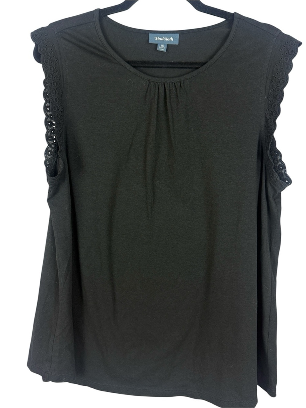 ModCloth Cotton Blend lack Eyelet Lace Trim Sleeveless Tank Top Plus Size 1X